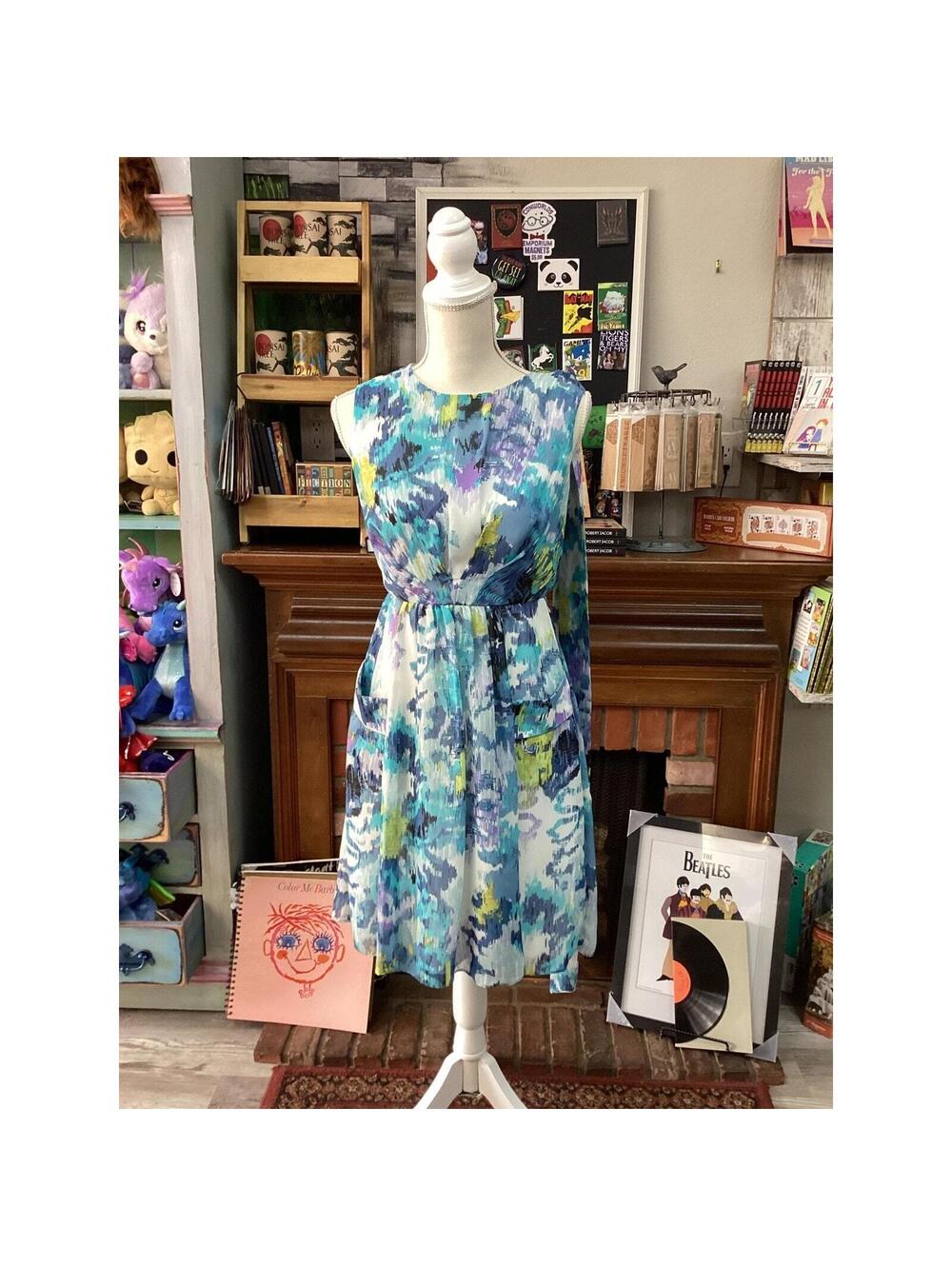DressBarn: Multi-Colored watercolor Dress Size 4 - Picture 2 of 3